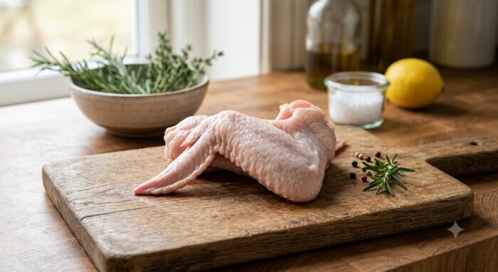 Whole three-joint chicken wing, sold by the carton